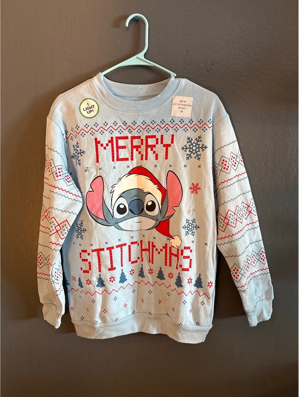 Disney Stitch Christmas Light-Up Sweatshirt Small